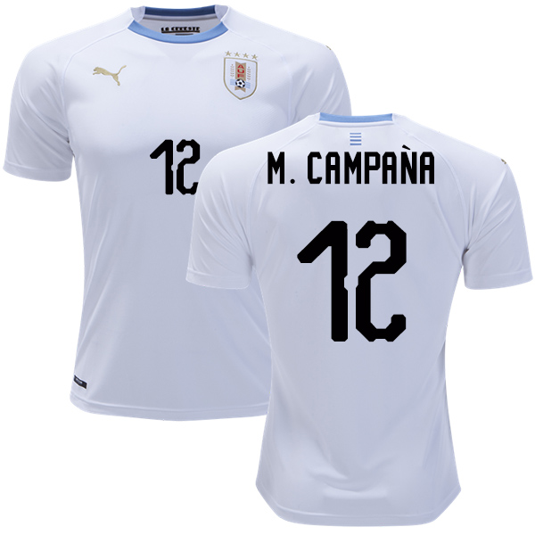 Uruguay #12 M.Campana Away Soccer Country Jersey